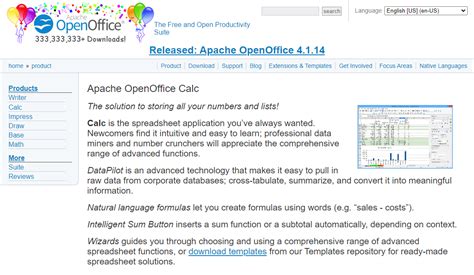 Apache OpenOffice Calc alternative to Excel