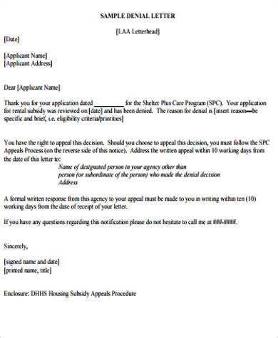 Appeal Denial Letter Template