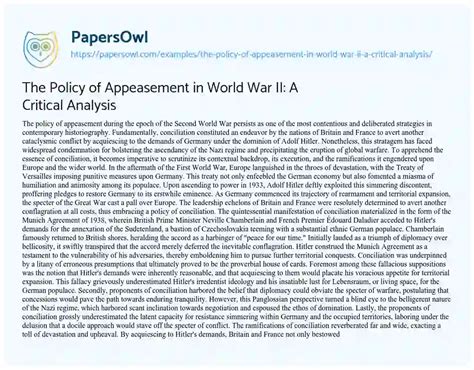 A graph showing the analysis of appeasement policy