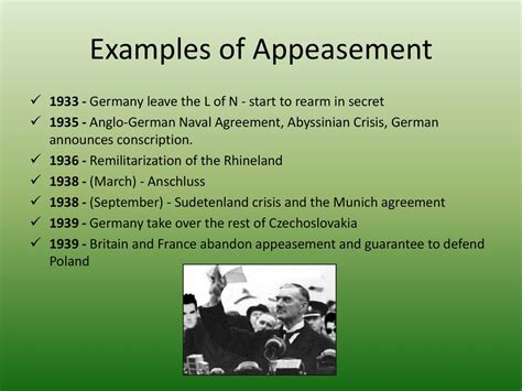 A graph showing the debate surrounding appeasement policy