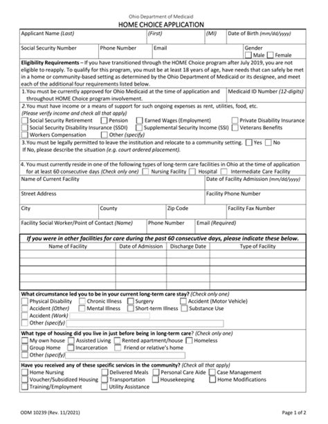 Image of a Food Stamp application form