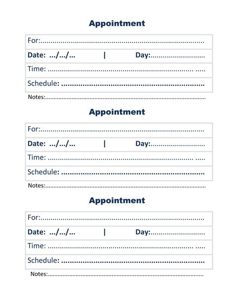 Appointment Card Templates PDF