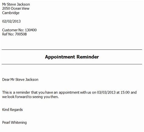 Appointment Reminder Template Microsoft Word