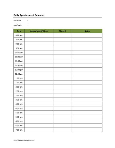 Appointment Schedule Template