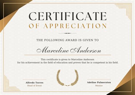 Appreciation certificate template