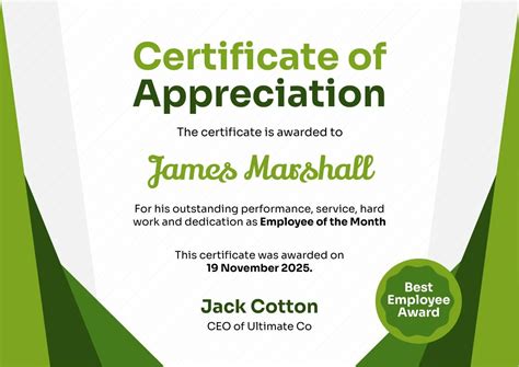 Appreciation Certificate Template