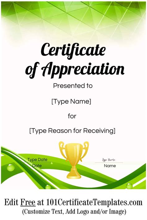 Certificate of appreciation template