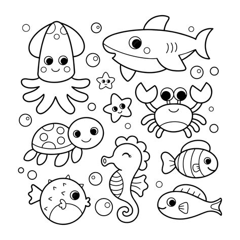 Aquatic Animals Coloring Page