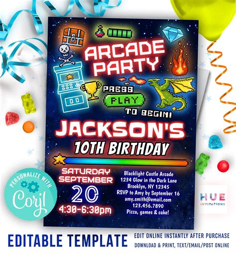 Arcade Invitation Template 10