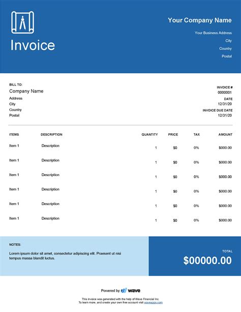 Architect Invoice Template in Word Format