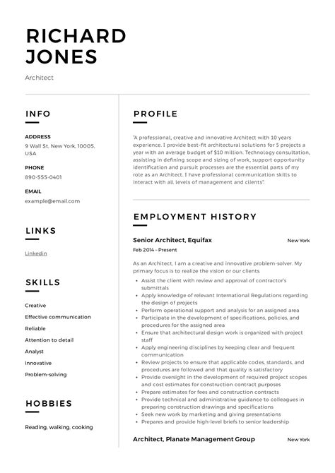 Architecture Resume Example 2