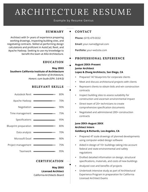 Architecture Resume Example 4