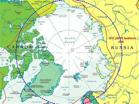 Map showing the distance between the US and Russia across the Arctic Circle