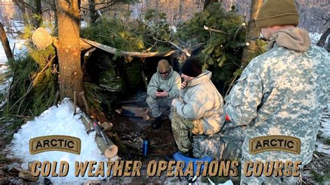 Soldiers participating in the Arctic Defender Exercise in cold weather conditions