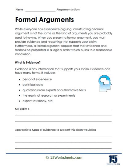 Argumentation Worksheet for Preteens