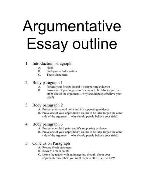 Argumentative Essay Format