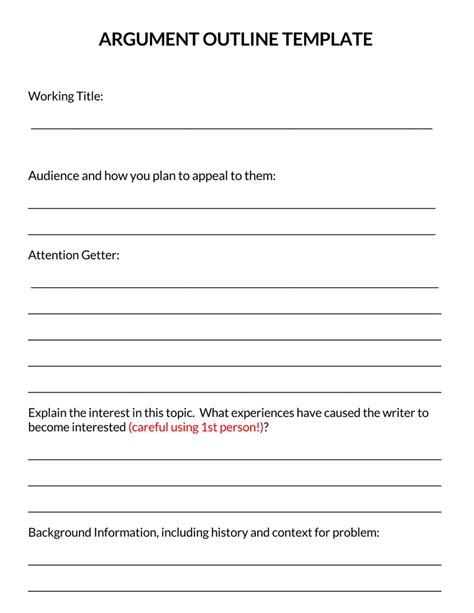 Argumentative Essay Outline Template