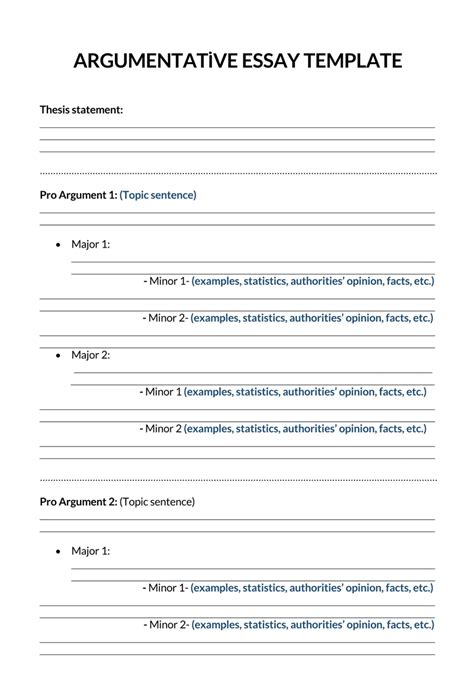 Argumentative Essay Templates for College