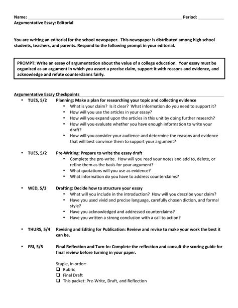 Argumentative Essay Templates for High School