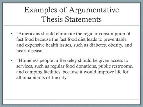 Argumentative thesis statement examples