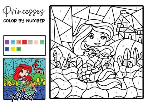 Ariel Color by Number Printable