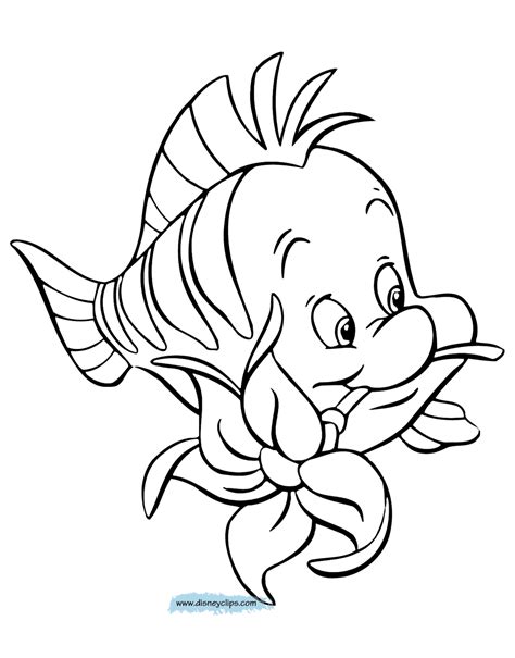 Ariel and Flounder Coloring Page