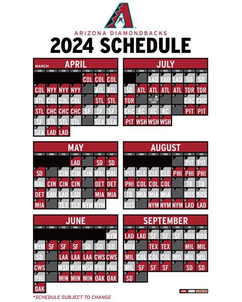 Arizona Diamondbacks Schedule Image 2