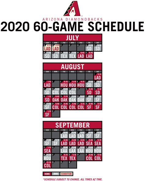 Arizona Diamondbacks Schedule Image 5