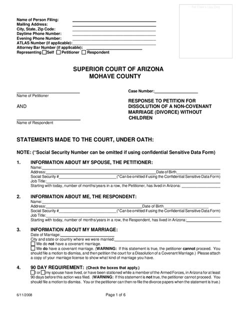 Arizona Divorce Forms PDF