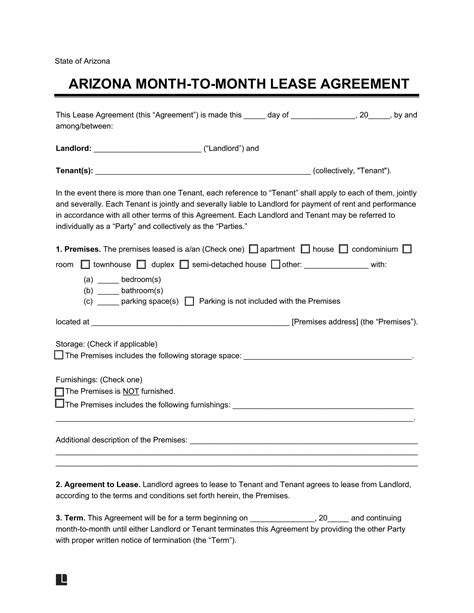 Arizona Month-to-Month Tenancy Notice