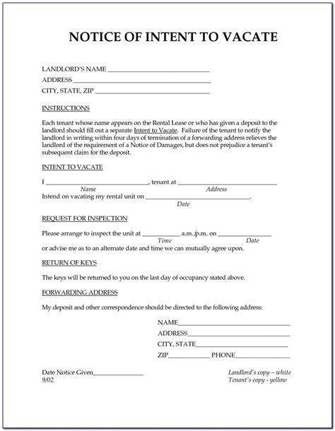 Arizona Notice to Vacate Template 1