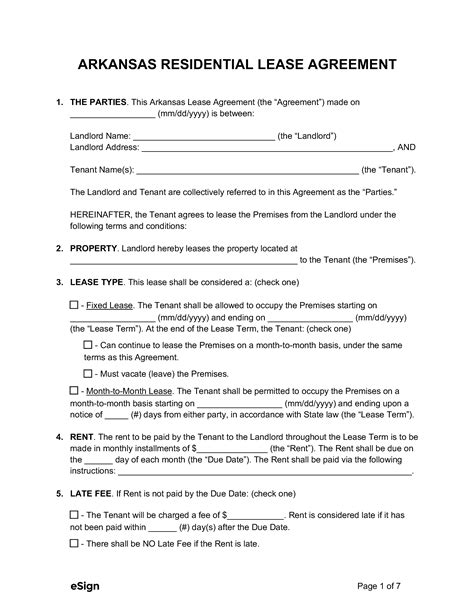 Arkansas Lease Template