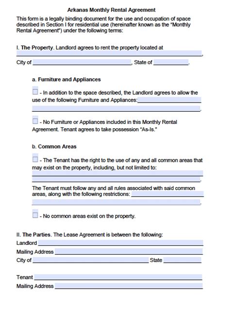 Arkansas Rental Contract