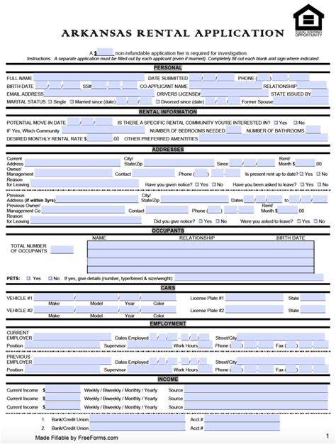 Arkansas Rental Form