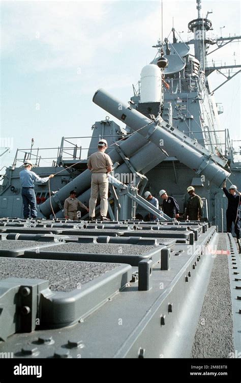 Harpoon missile launch on USS Arleigh Burke (DDG-51)