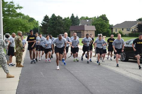 Soldiers running the 2-mile event during the APFT