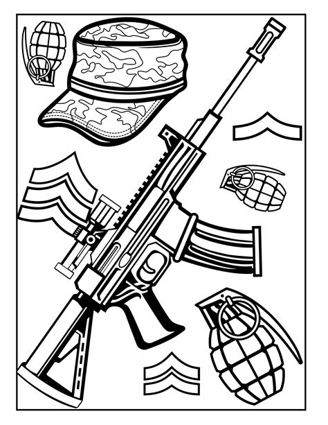 Army equipment coloring page