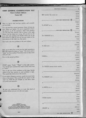 Army General Classification Test Sample Questions