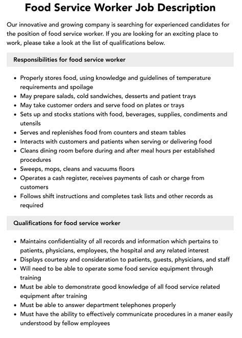 Food Service Jobs in the US Army