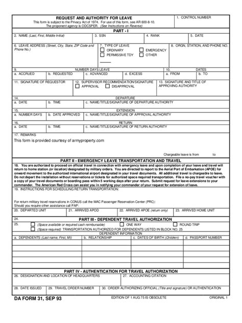 Army Leave Form