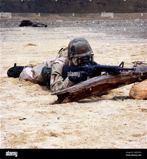 Army National Guard Soldier Shooting Rifle