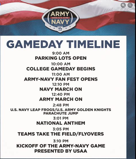 Army Navy Game Schedules