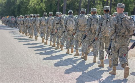 Recruits marching during a training exercise