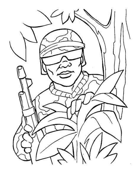 Army soldier coloring page