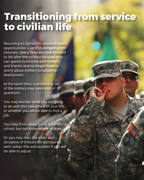 A photo of a veteran transitioning to civilian life, smiling and looking at a laptop