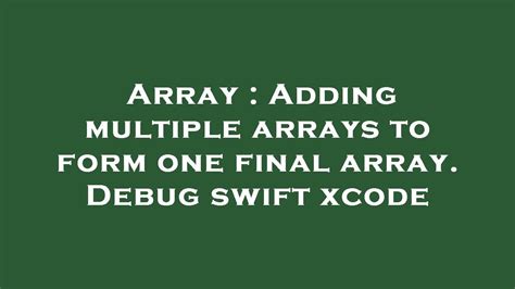 Array Debugging