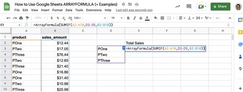 ARRAYFORMULA Function in Google Sheets