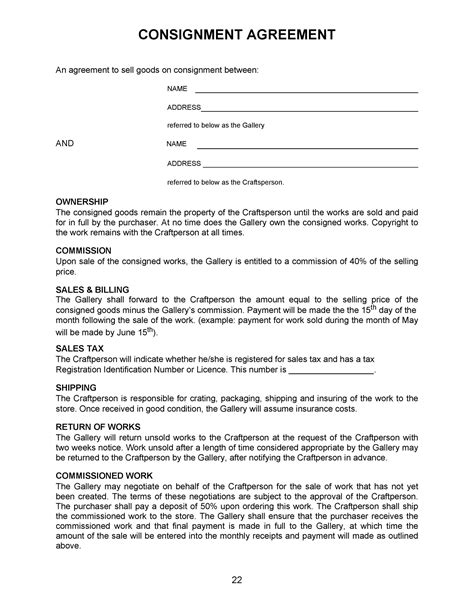 Art Consignment Agreement Template in Word Sample