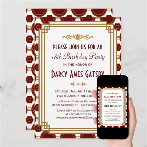 Art Deco Birthday Party Invitation