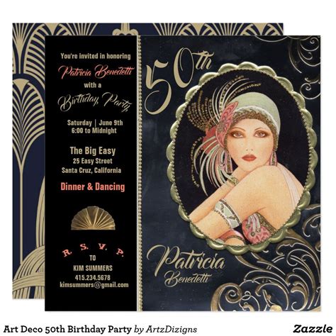 Art Deco Birthday Party Invitation Template